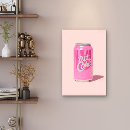 Pink Retro Diet Coke Logo Inspired 60x90cm Metal Print Ready to Hang