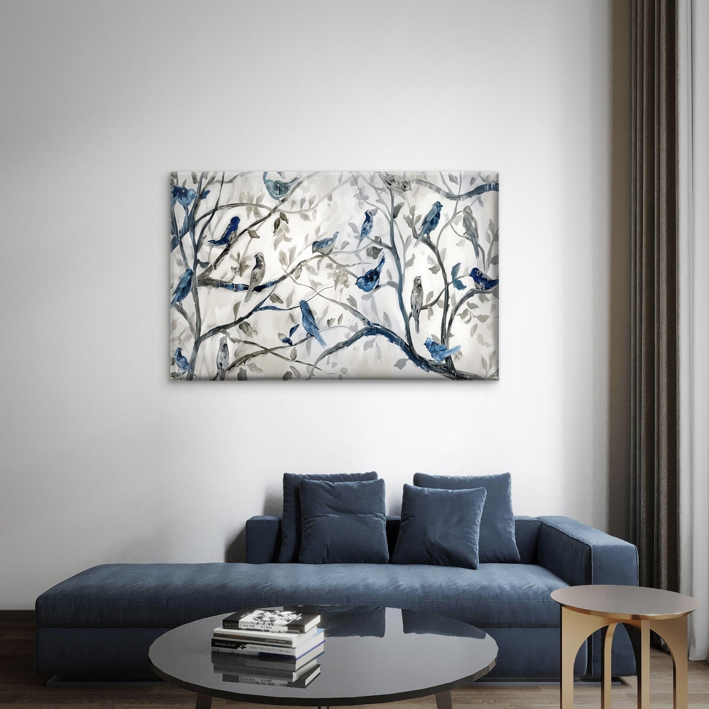 Neutral Color Birds Perched on Branches Wall Art Decor 100% Australian Made