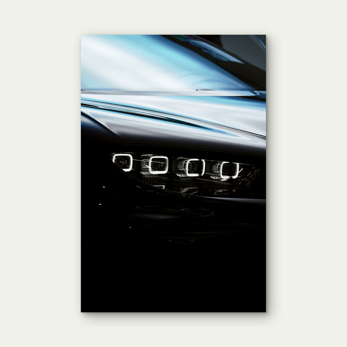 Front Headlight Of A Bugatti Chiron Hypercar 40x60cm Metal Print Ready to Hang