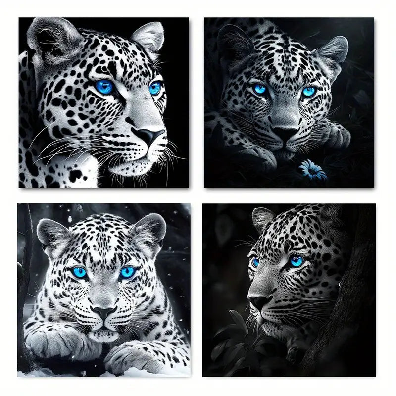 4pcs Blue Eyes Decor Wall Art Canvas Framed