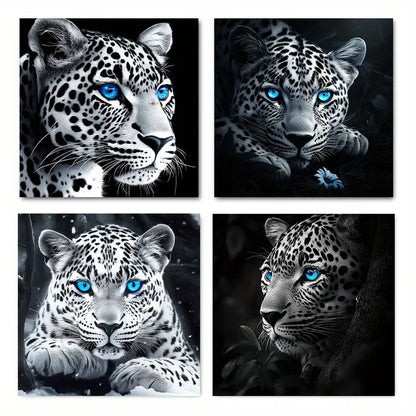 4pcs Blue Eyes Decor Wall Art Canvas Framed