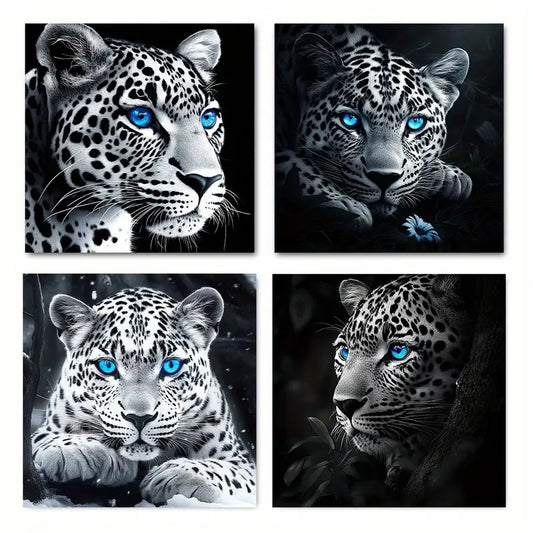 4pcs Blue Eyes Decor Wall Art Canvas Framed