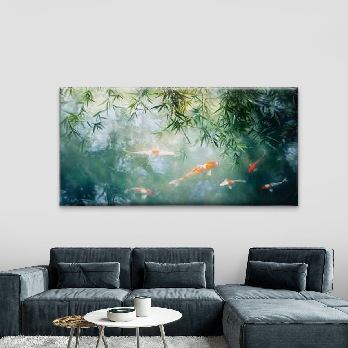 Zen Koi Fish Wall Art Canvas Office Home Room Framed 120x60cm