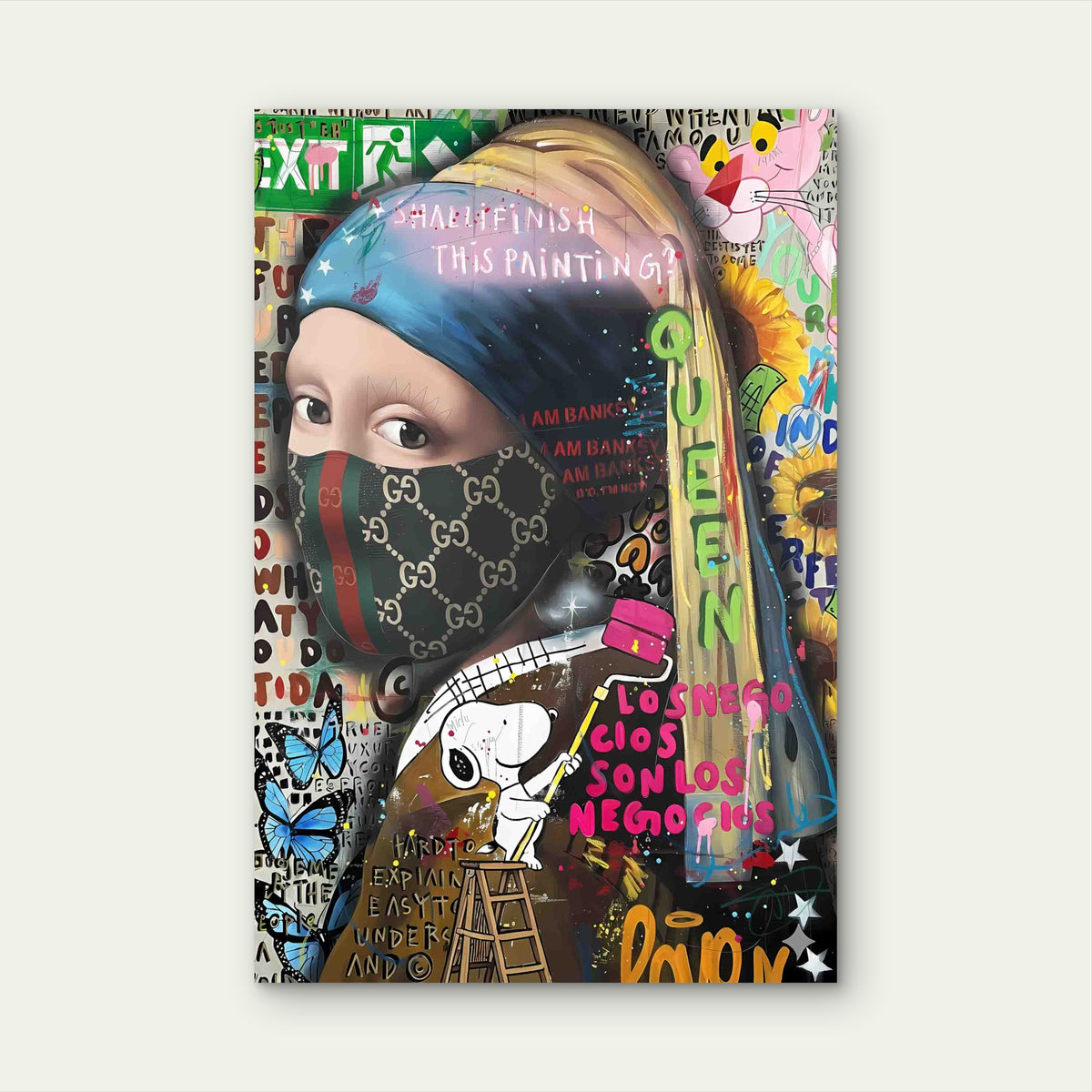 Neon Neo-Classical Masked Collage 60x90cm Metal Print Ready to Hang
