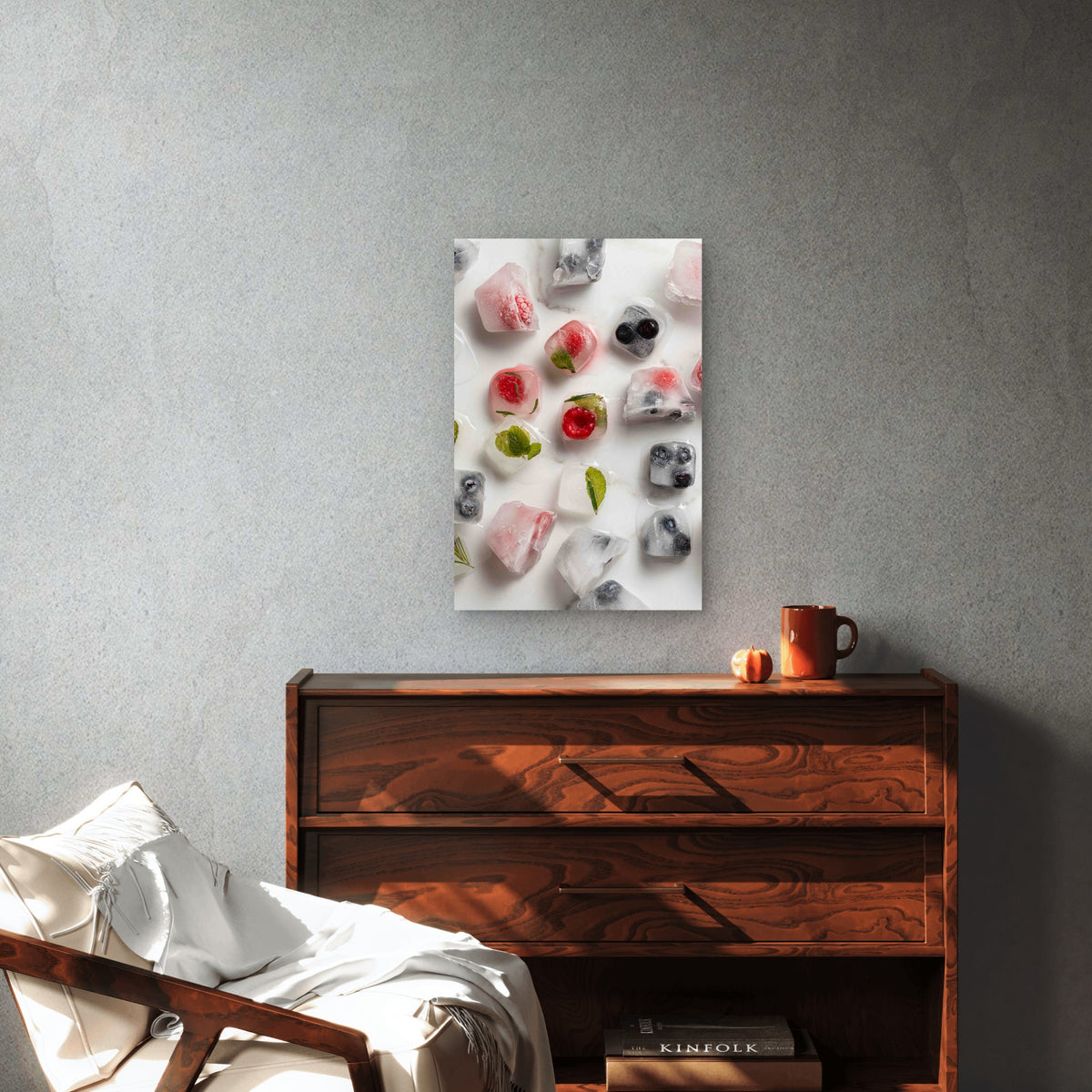 Fruity Ice Cubes 60x90cm Metal Print Ready to Hang