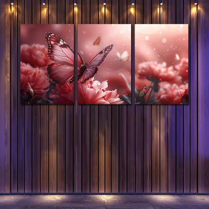 3pcs Ethereal Clouds and Butterflies Wall Art Set Canvas Framed 60x90cm - High Quality Print 100% Australian Made Wall Canvas Ready to Hang
