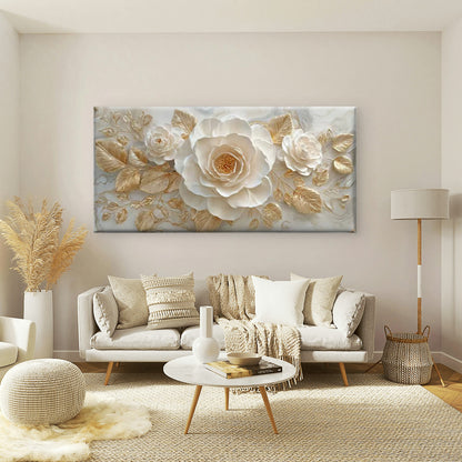 Golden Leaf Botanical Wall Art Canvas Office Home Room Framed 120x60cm