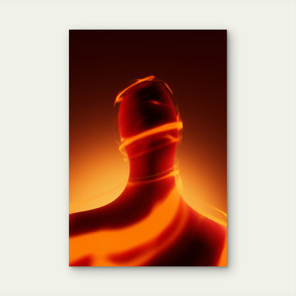 Abstract Human Form with Swirling Neon Lights 40x60cm Metal Print Ready to Hang