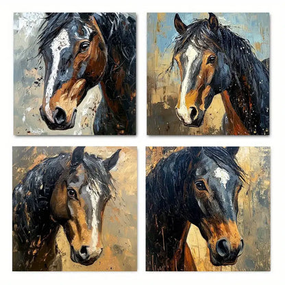4pcs  Graffiti Horse l Picture Wall Art Canvas Framed