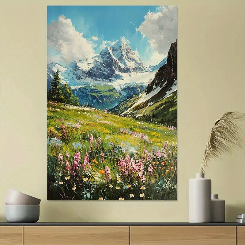 Swiss Alpine Mountain Landscape Art Poster 40x60cm Metal Print Ready to Hang