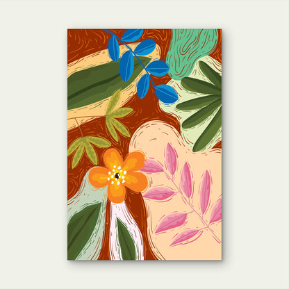 Modern Abstract Boho Floral Illustration 40x60cm Metal Print Ready to Hang