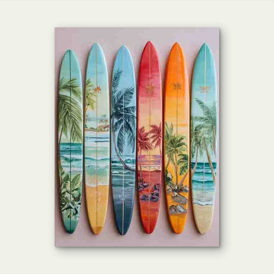 Tropical Surfboard Beach Metal Print Ready to Hang