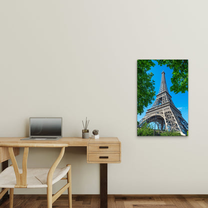 View Eiffel Tower Trees Paris 60x90cm Metal Print Ready to Hang