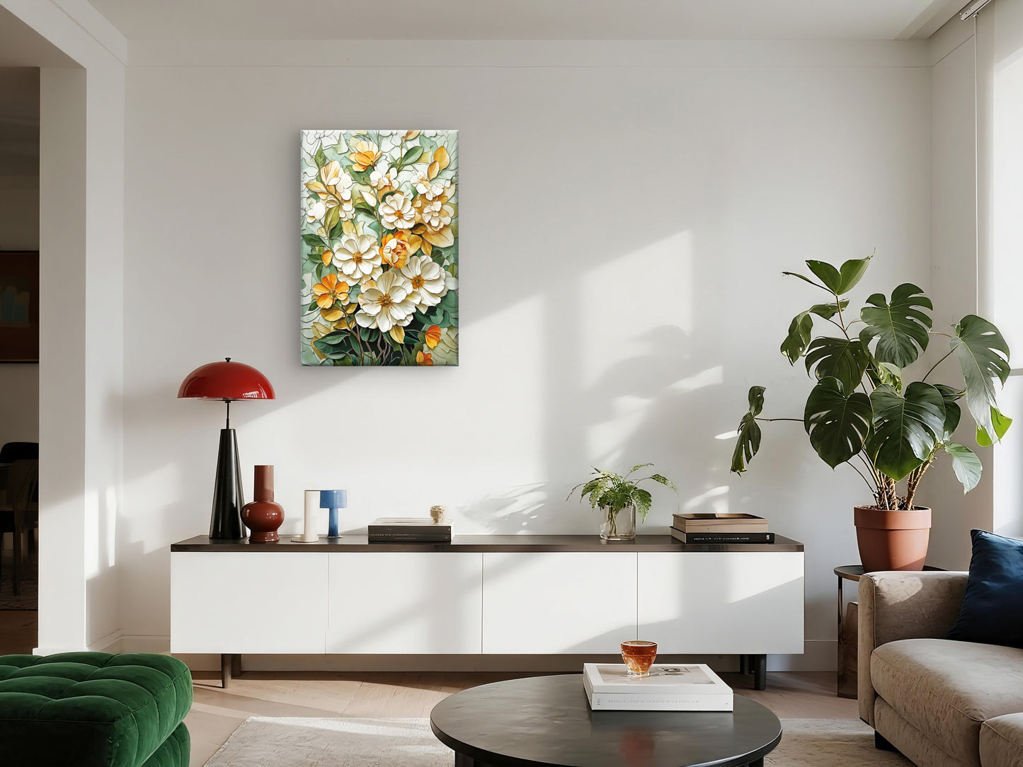 Botanical White Flower Painting Wall Art Decor 100% Australian Made