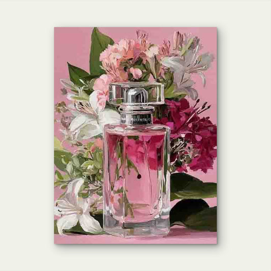 Light Pink Perfume Bottle 60x90cm Metal Print Ready to Hang