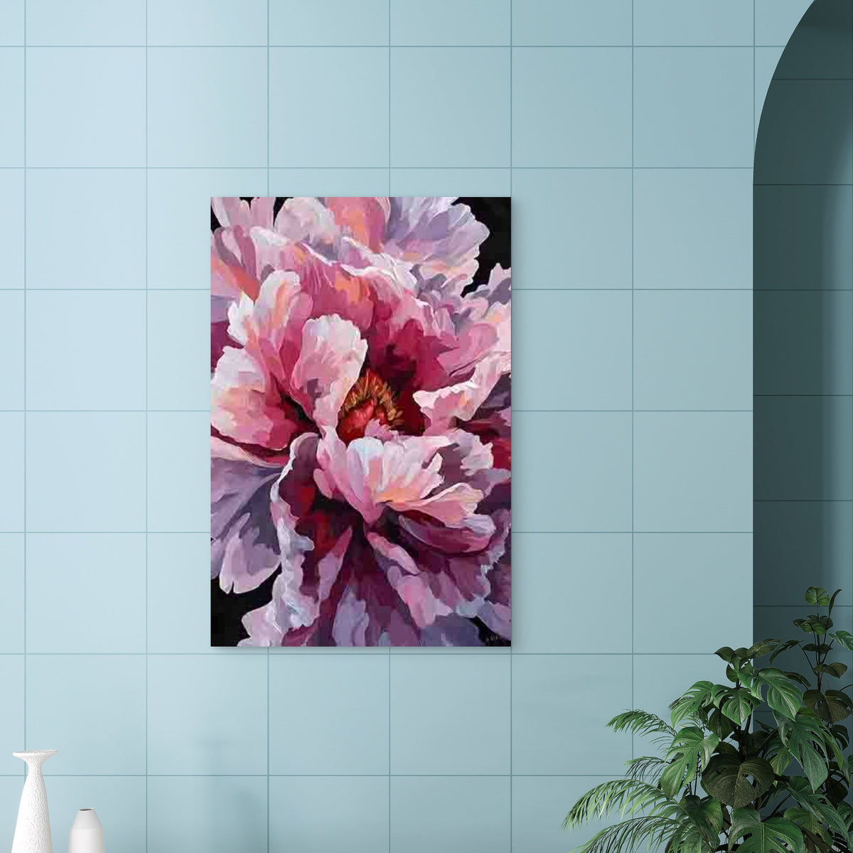 Vibrant Pink Peony 60x90cm Metal Print Ready to Hang