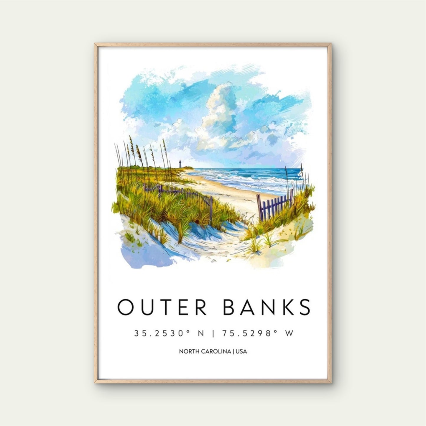 Outer Banks North Carolina Coast Travel Poster Print Wall Art