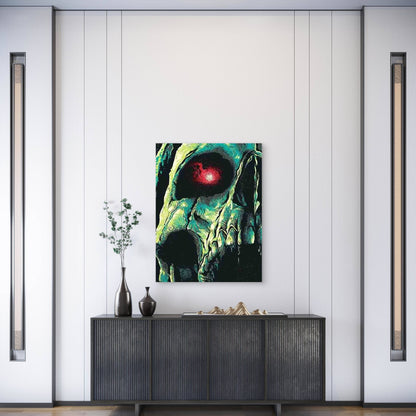 Skull with Red Eyes Metal Print Ready to Hang