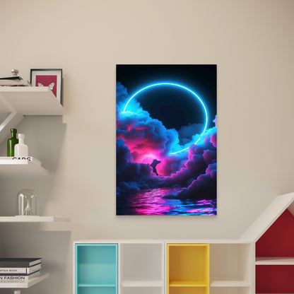 Vibrant Pink Blue Clouds Mirrored 40x60cm Metal Print Ready to Hang