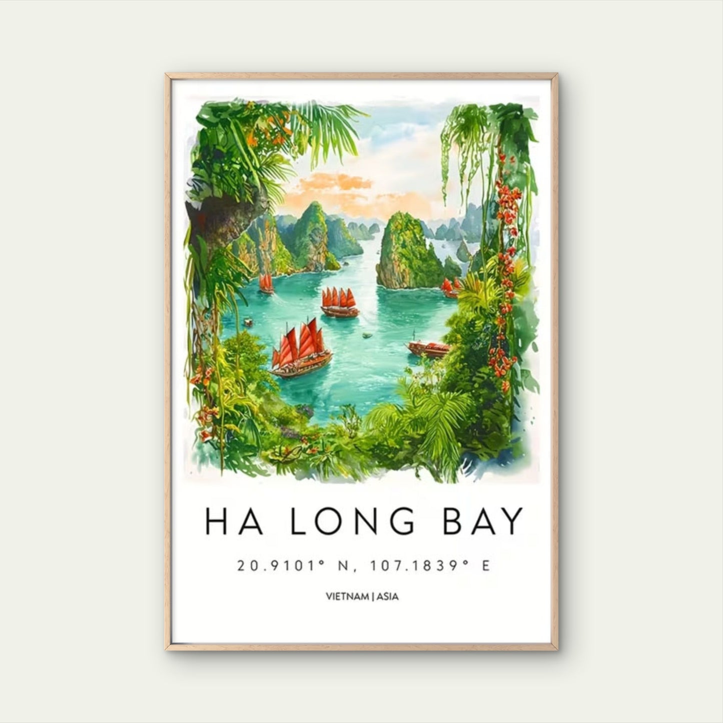 Ha Long Bay Vietnam Asia Landscape Travel Poster Print Wall Art
