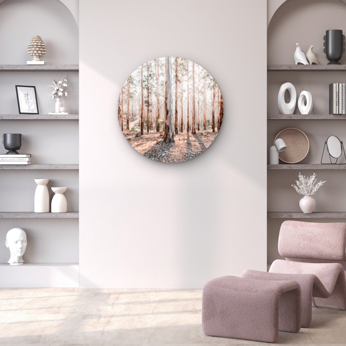 Faded Gum Tree Forest Neutral Color Acrylic Glass Rounded Print Tempered Glass Wall Art 100% Made in Australia Ready to Hang