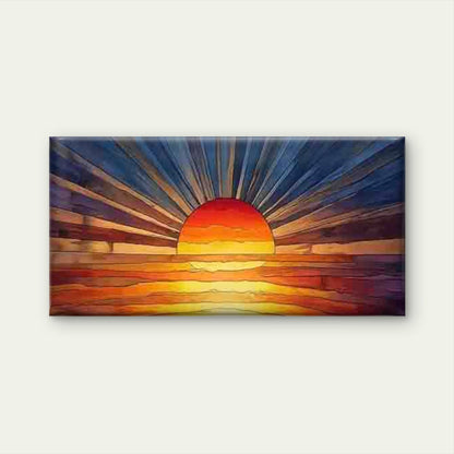 Modern Abstract Sunset Wall Art Canvas Office Home Room Framed 120x60cm