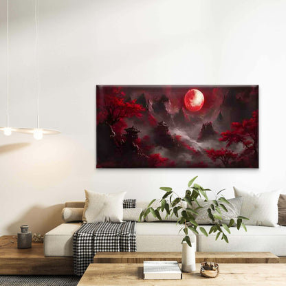 Red Trees And Ancient Pavilions Wall Art Canvas Office Home Room Framed 120x60cm