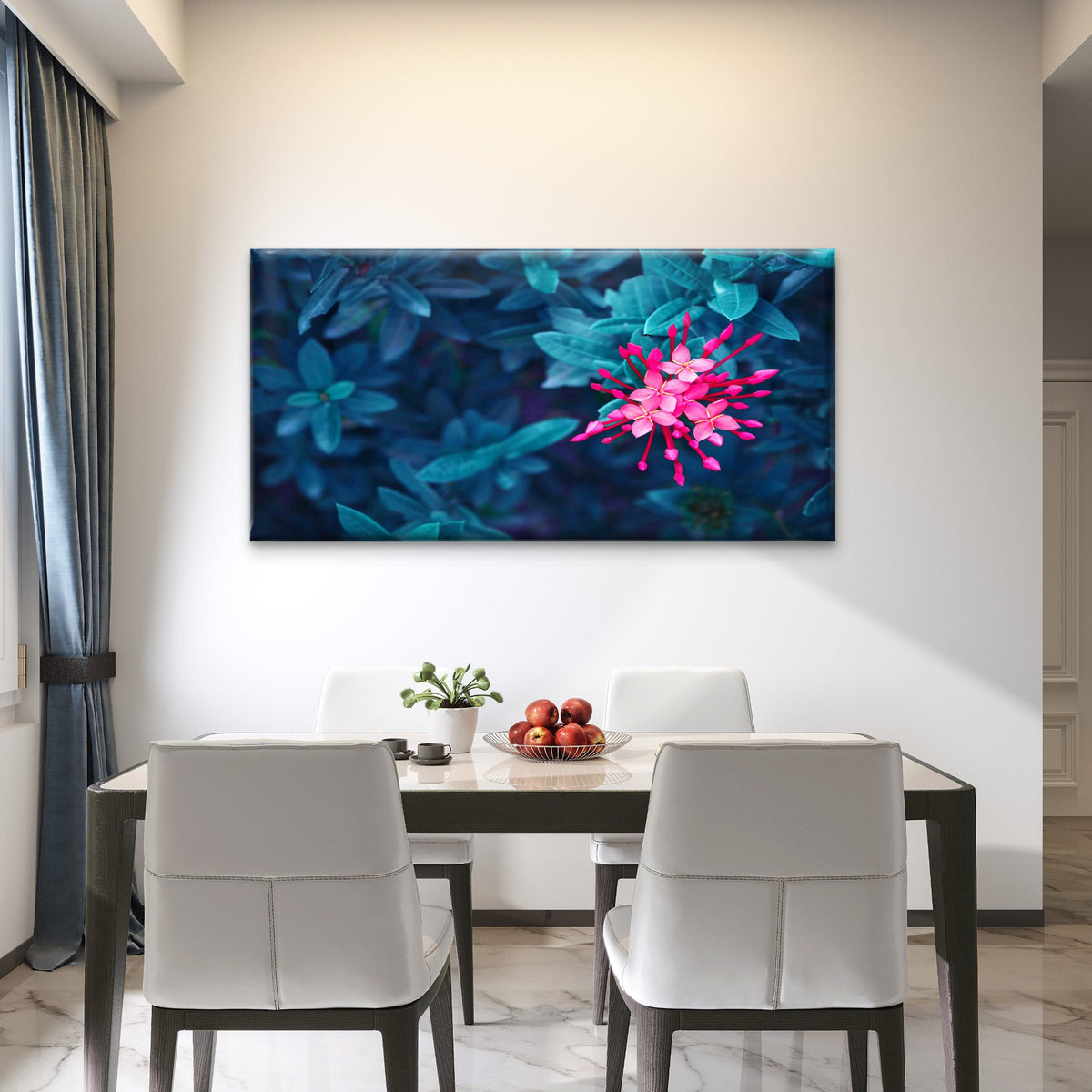 Bright Red Flower on Dark Bush Wall Art Canvas Office Home Room Framed 120x60cm