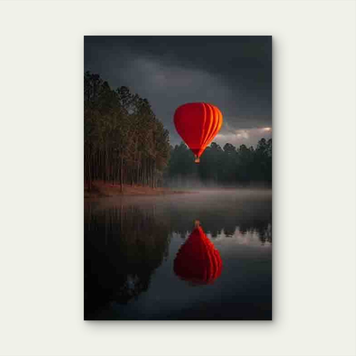 Silent Red Balloon Reflection Metal Print Ready to Hang