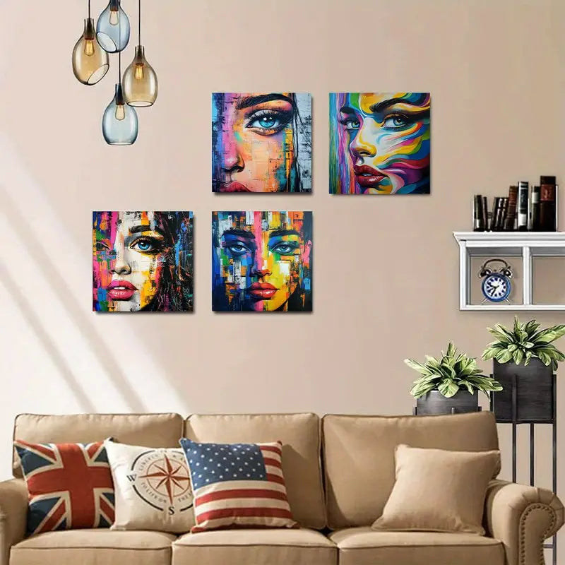 4pcs Girl Power picture quality texture  GP Wall Art Canvas Framed