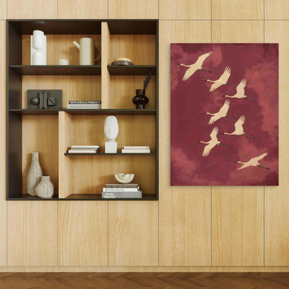 Elegant Birds Sky 60x90cm Metal Print Ready to Hang