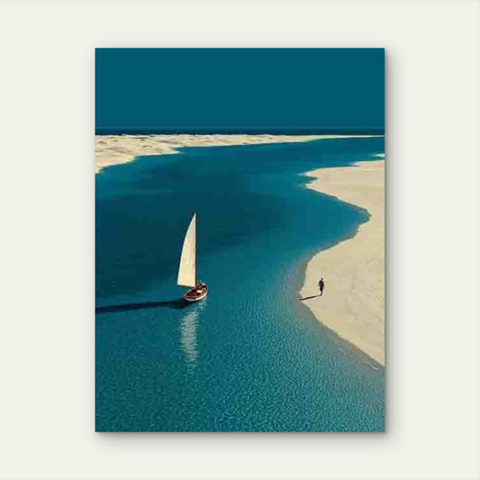 Minimalist Sailboat Artwork 60x90cm Metal Print Ready to Hang