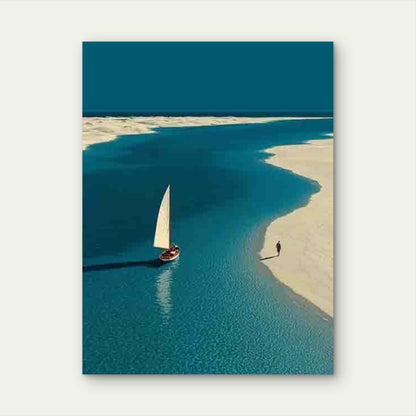 Minimalist Sailboat Artwork Metal Print Ready to Hang