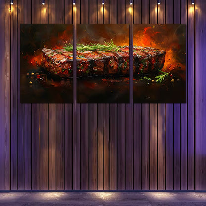 3pcs Delicious Steak Wall Art Set Canvas Framed 60x90cm - High Quality Print 100% Australian Made Wall Canvas Ready to Hang