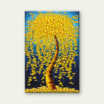 Yellow Flower Trees Painting Wall Art Decor 100% Australian Made