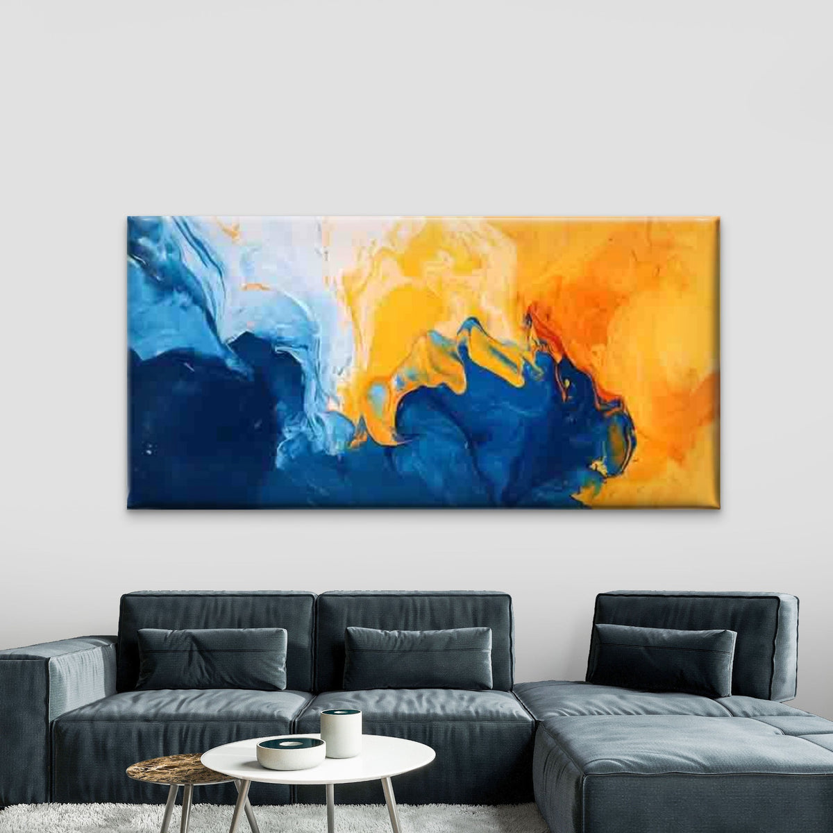 Fluid Movement Dynamic Flow Wall Art Canvas Office Home Room Framed 120x60cm