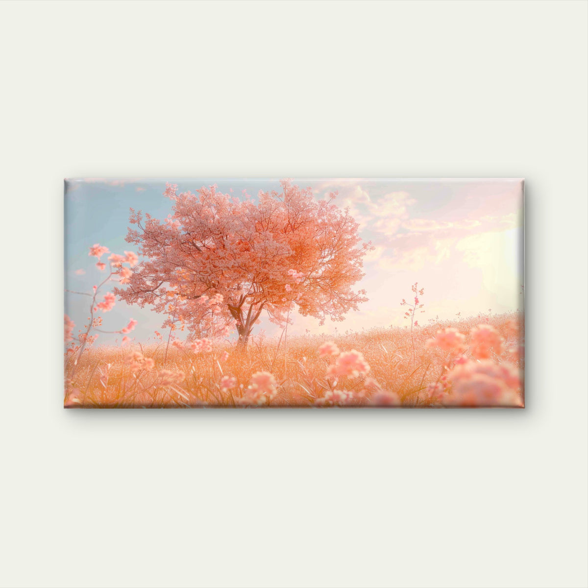 Lone Cherry Blossom Tree Wall Art Canvas Office Home Room Framed 120x60cm