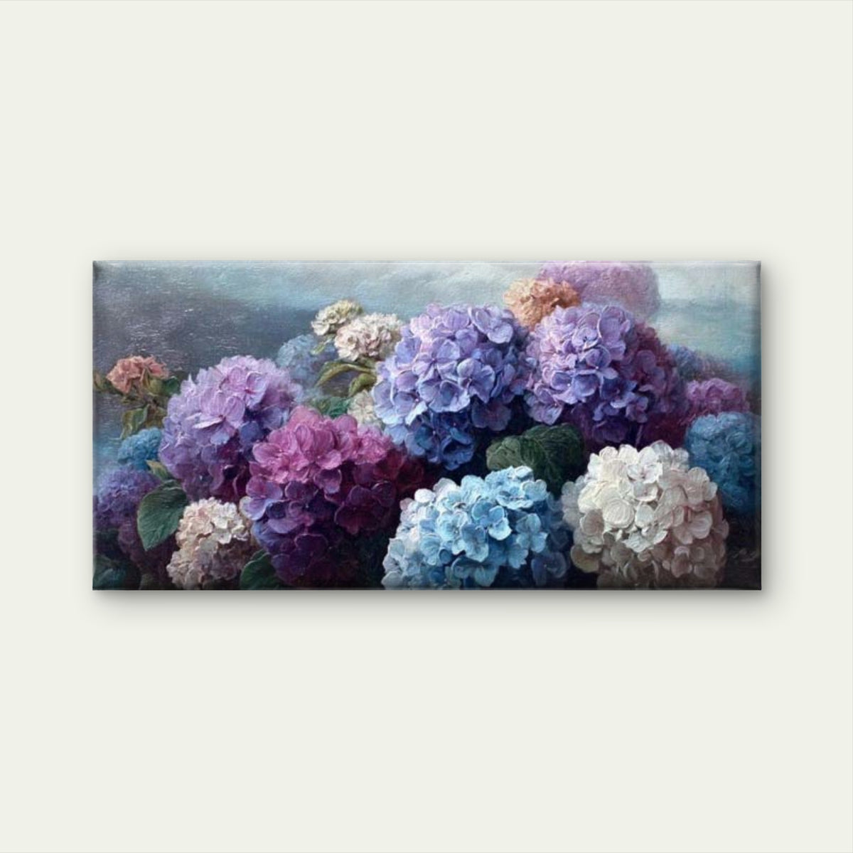 Purple Blue White Blossom Wall Art Canvas Office Home Room Framed 120x60cm