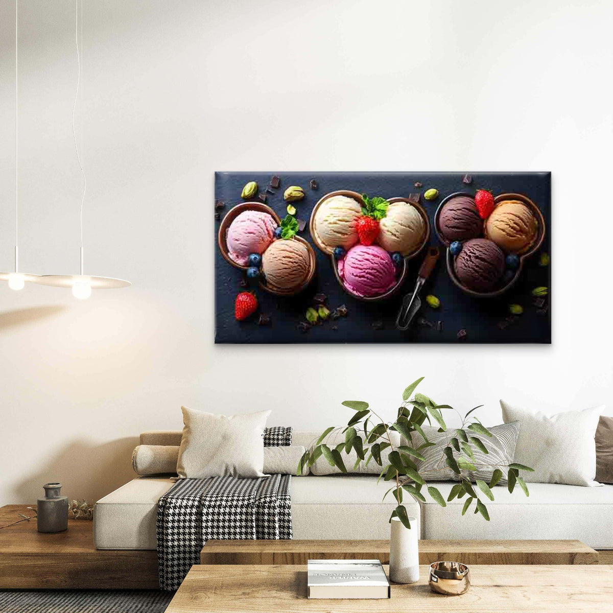 Ice Cream in Mickey Mouse Bowl Wall Art Canvas Office Home Room Framed 120x60cm