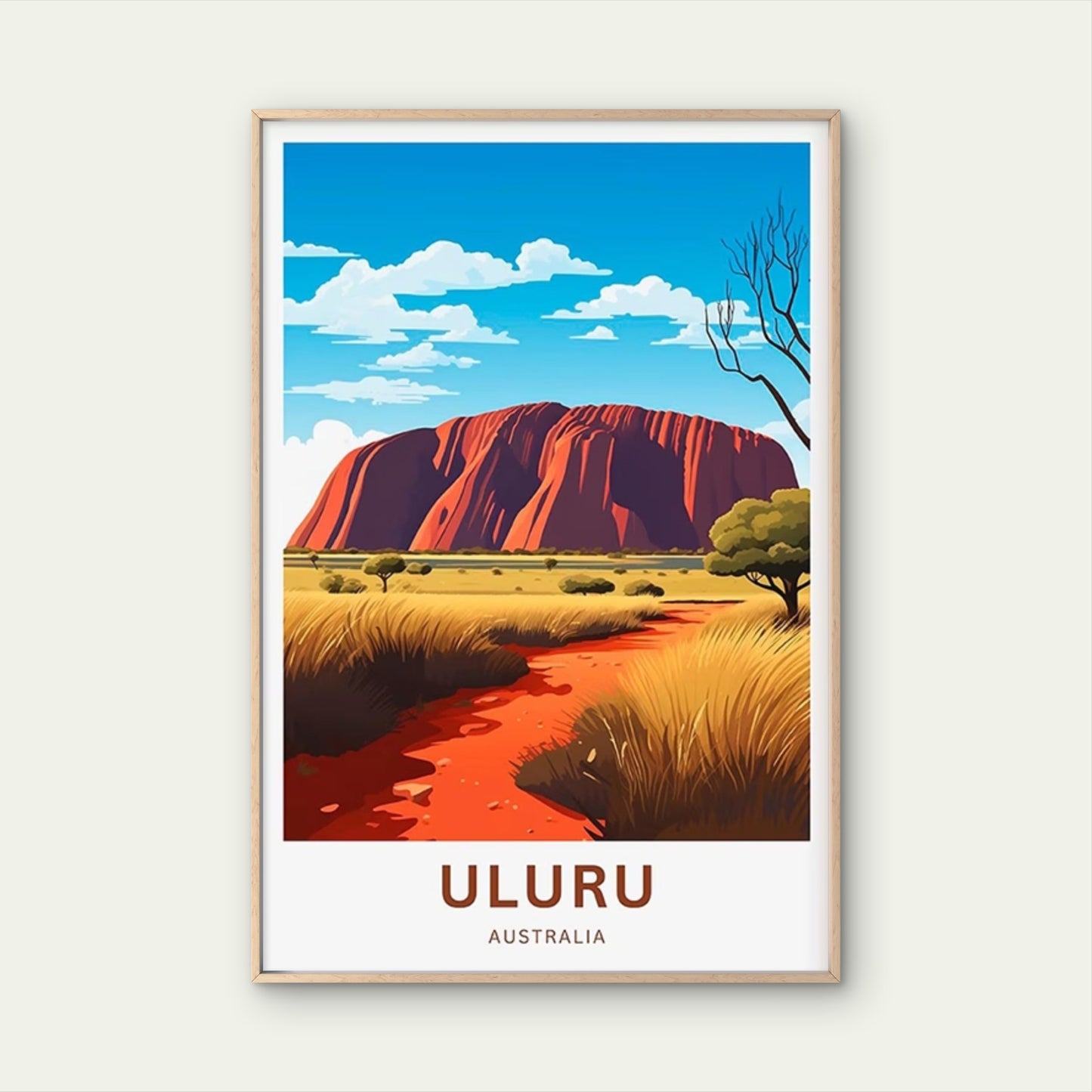 Australia Vintage Red Rock Formation Travel Poster Print Wall Art