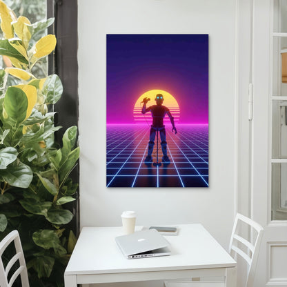 Retro Robot Serenade 60x90cm Metal Print Ready to Hang
