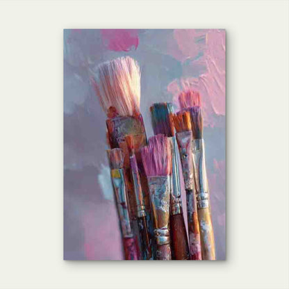 Featuring Colorful Paint Brushes Metal Print Ready to Hang