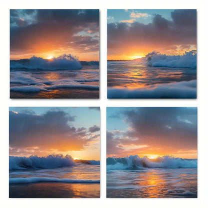 4pcs Sunset Sk Elegant Modern Wall Art Canvas Framed