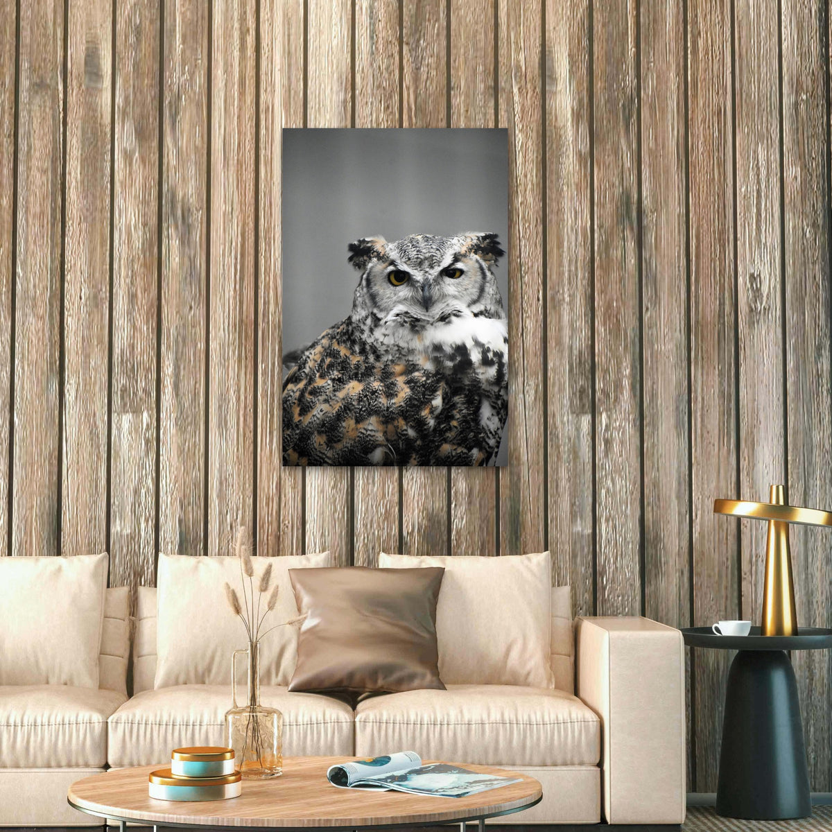Close Up Portrait Owl 40x60cm Metal Print Ready to Hang