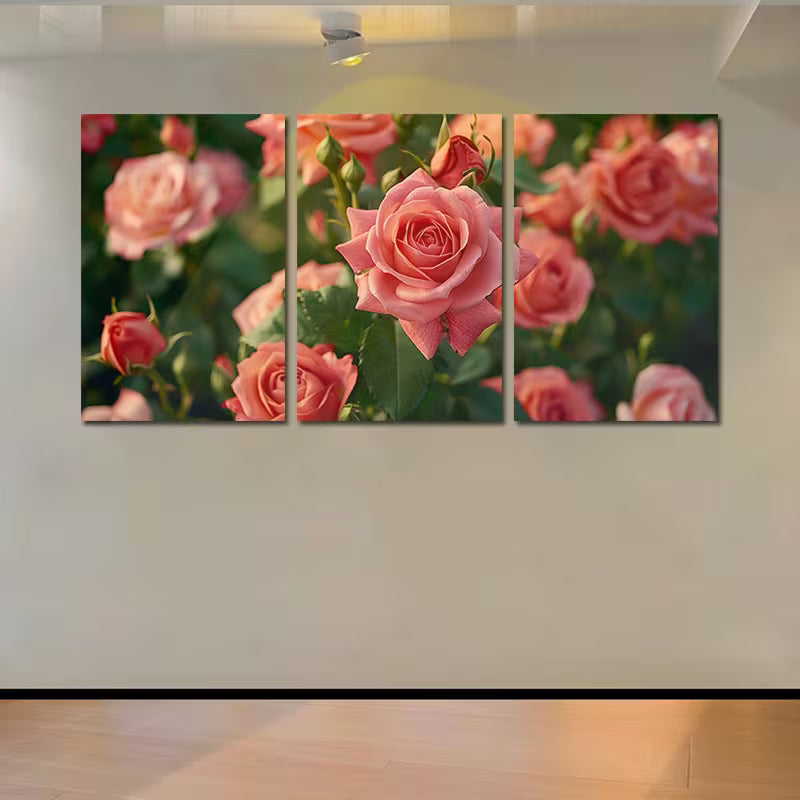 3pcs Rose Floral Garden Illustration Wall Art Set Canvas Framed 40x60cm - High Quality Print 100% Australian Made Wall Canvas Ready to Hang