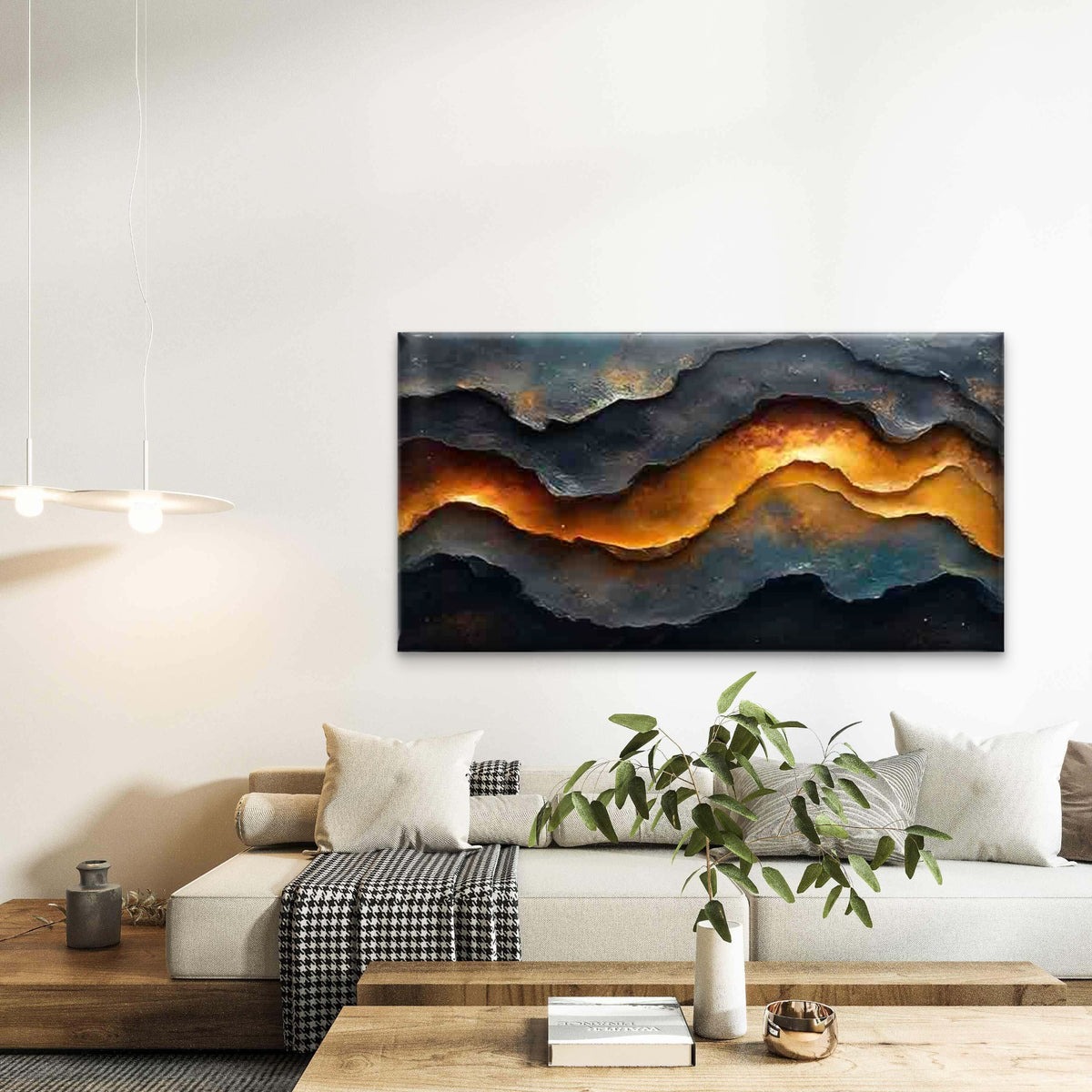 Abstract Wave Pattern Artwork Wall Art Canvas Office Home Room Framed 120x60cm