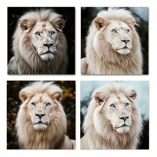 4pcs Majestic Lion Canvas Art Prints Wall Art Canvas Framed
