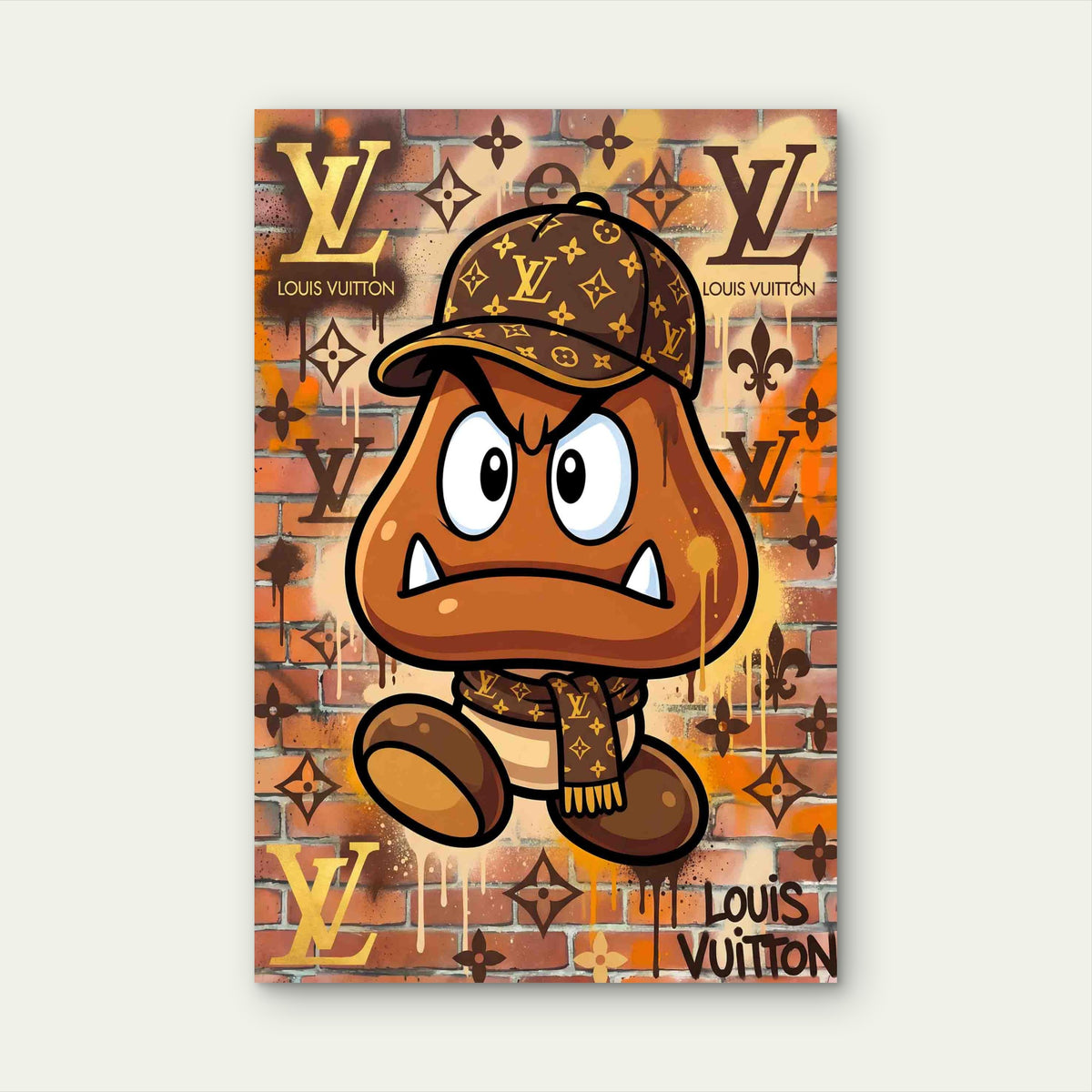 Brown Mushroom Cap Scarf Brick 40x60cm Metal Print Ready to Hang