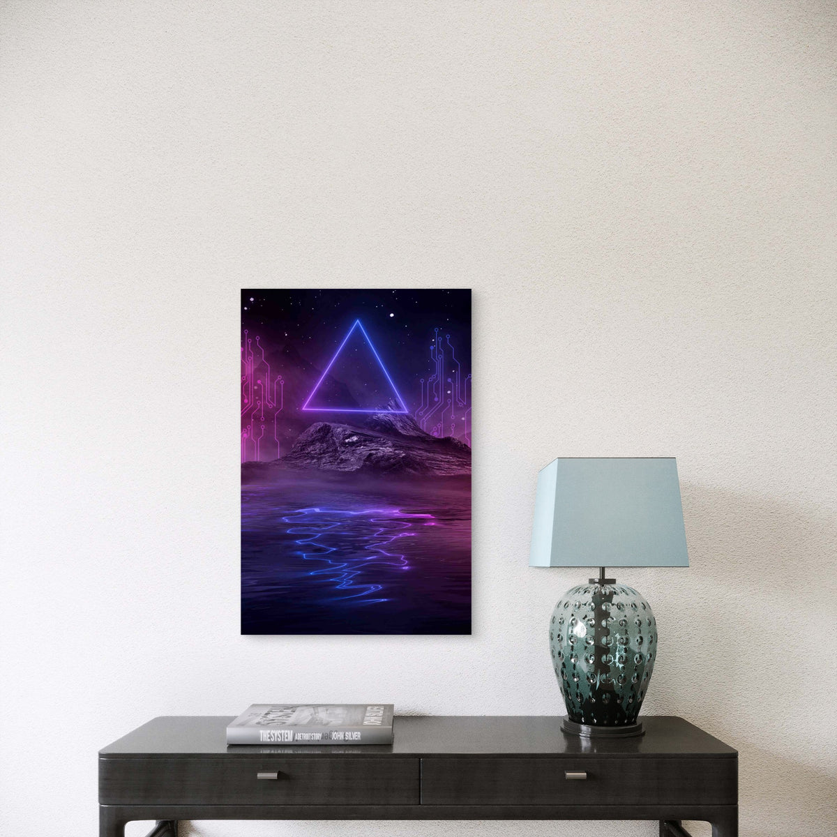 Futuristic Fantasy Night Landscape Metal Print Ready to Hang