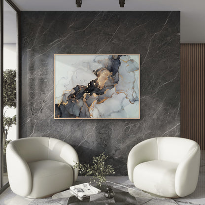 Gold Black Abstract Stunning Multicoloured Print 100% Australian Made